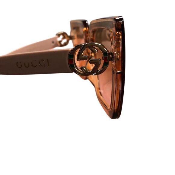 Gucci Women's Pink Square Sunglasses Brown Lens Oversized Designer Luxury - Picture 5 of 5